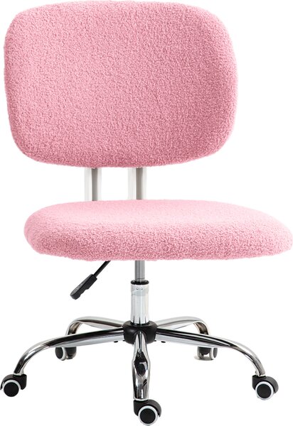 Sedia da ufficio ergonomica, regolabile in altezza, senza braccioli, girevole, in velluto rosa, per l'home office e il gaming