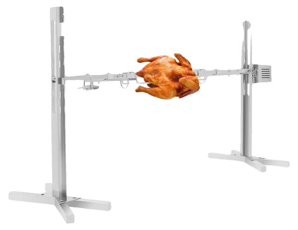 Griglia da esterno, acciaio inossidabile, regolabile in altezza, portata 40 kg, azionamento elettrico/manuale, 2,5 giri/min