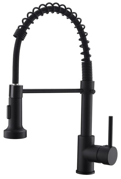 Rubinetto da cucina estraibile con 2 getti, miscelatore monocomando nero