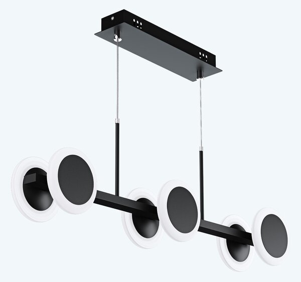 Doporro Lampadario a Sospensione 24W, 70 cm, Metallo Base, Lunghezza Filo 150 cm, Altezza regolabile, Lampada da Soffitto a Sospensione per Camera da Letto e Soggiorno, Nero Opaco, Alivetta