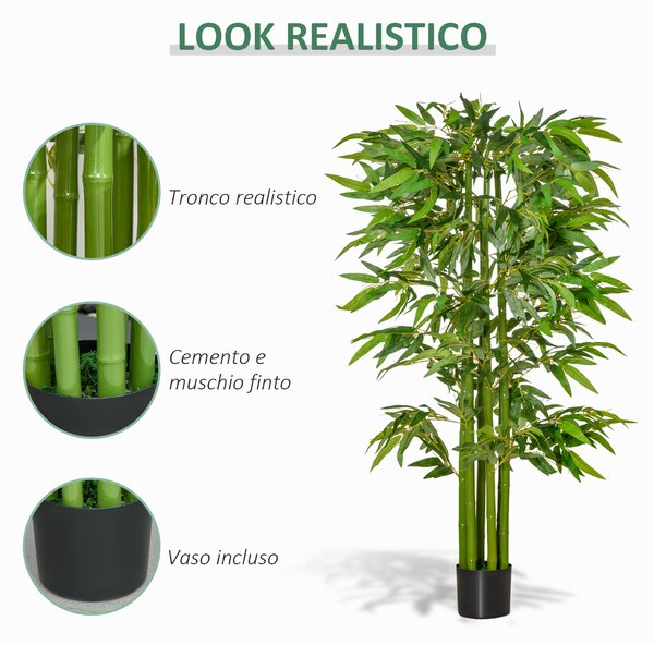 Albero Di Bambù Artificiale HOMCOM 180 Cm – Con Vaso, Per Interni, Sempre Verde