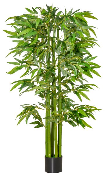 HOMCOM Pianta di Bambù Artificiale 160cm con Vaso Nero, Pianta