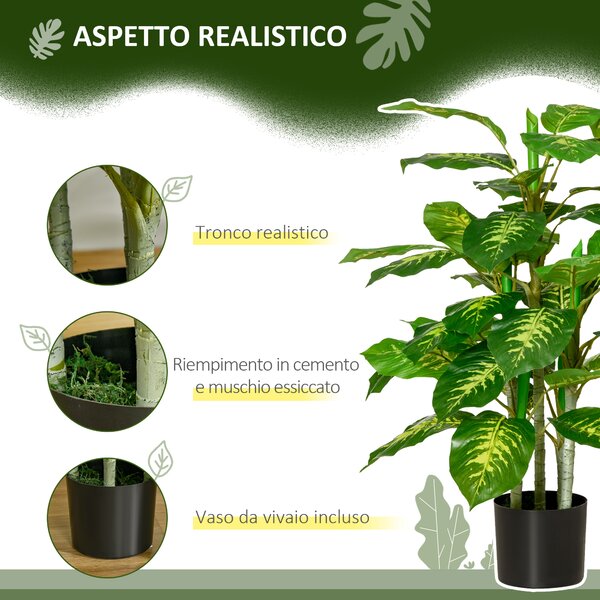 HOMCOM Pianta Artificiale Sempreverde con Vaso Φ17x14.5 cm Nero per Interni ed Esterni, Altezza Pianta 95 cm|Aosom