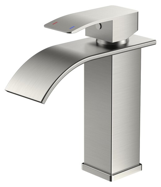 Rubinetto per lavabo, modello cascata. Miscelatore monocomando. Attacco con altezza di 110 mm