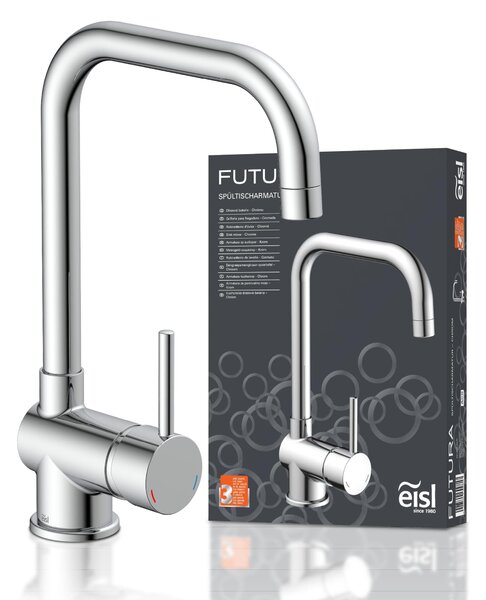 Rubinetto da cucina con beccuccio alto e tecnologia a risparmio energetico