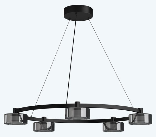 Doporro Lampadario a Sospensione 5W*5, 59 cm, Metallo Base, Lunghezza Filo 100 cm, Altezza regolabile, Lampada da Soffitto a Sospensione per Camera da Letto e Soggiorno, Nero, Alivetta