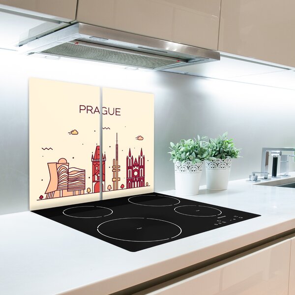 Tagliere in vetro temperato Edifici di Praga 60x52 cm