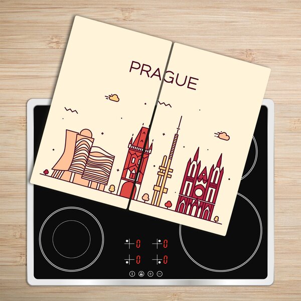 Tagliere in vetro temperato Edifici di Praga 60x52 cm