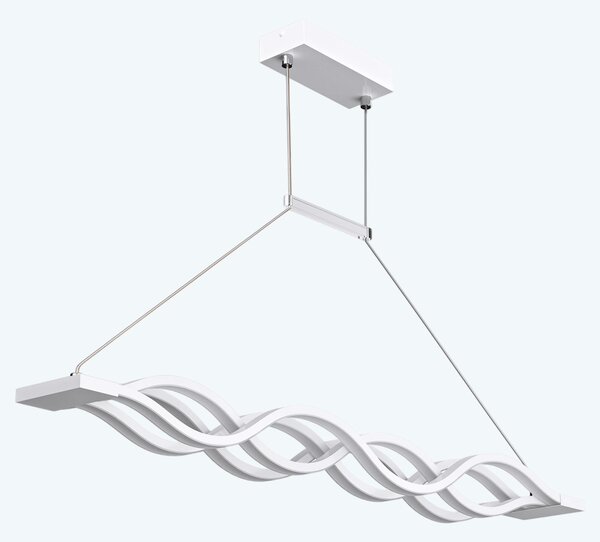 Doporro Lampadario a Sospensione 60W, 106 cm, Metallo Base, Lunghezza Filo 150 cm, Altezza regolabile, Lampada da Soffitto a Sospensione per Camera da Letto e Soggiorno, Bianco, Alivetta