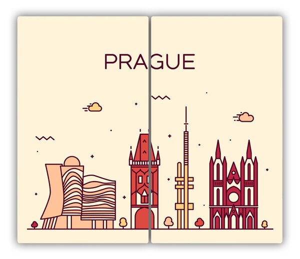 Tagliere in vetro temperato Edifici di Praga 60x52 cm