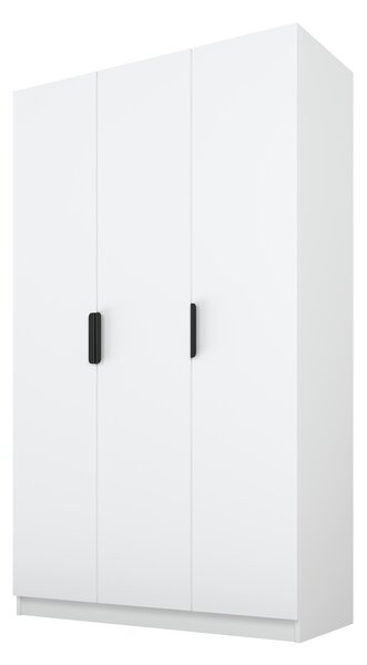 PAWS MOBEL Armadio bianco inclinabile 150x52x200 cm, armadio a tre ante aperto senza specchio, con ripiani e appendini