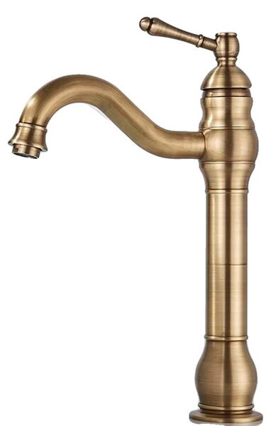 Miscelatore per lavabo, monocomando, montaggio da appoggio, ottone anticato, alto