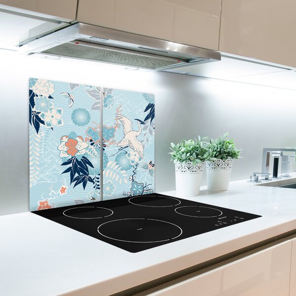 Tagliere in vetro temperato Gru e fiori 60x52 cm