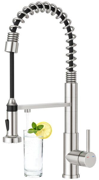 Rubinetto da cucina a 3 vie con doccetta estraibile, 2 in 1, compatibile con filtri per l'acqua