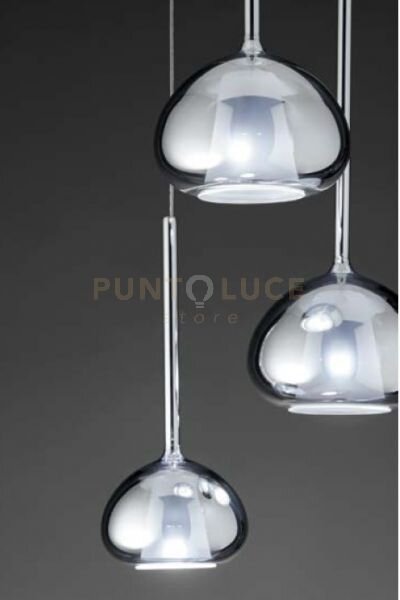 Beba sospensione 1 luce attacco g9 vetro cromo d.15cm rosone bianco