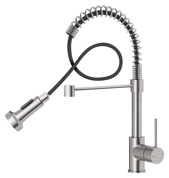 Rubinetto da cucina estensibile, girevole a 360°, in acciaio inossidabile, con 2 getti d'acqua