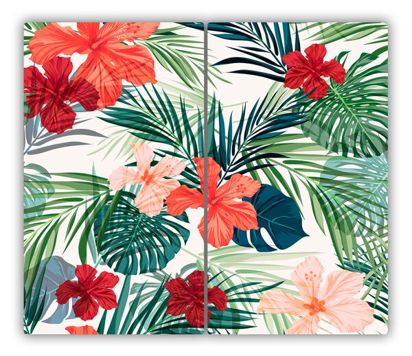 Tagliere in vetro Fiori tropicali 60x52 cm