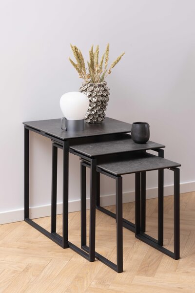 Tavolino modulare >Katrine< (3 elementi) in nero - 50x55x50 (LxAxP)