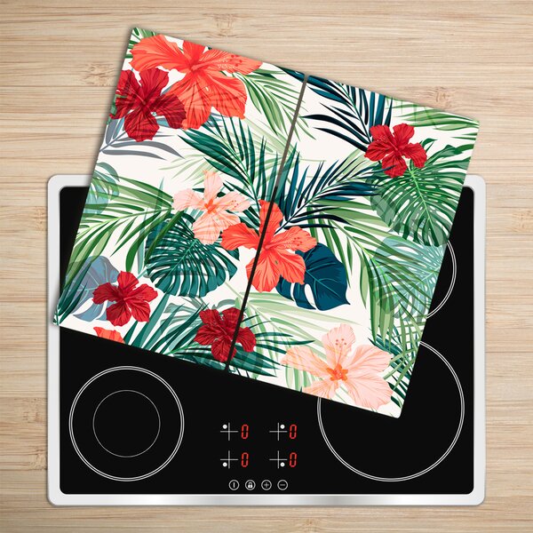 Tagliere in vetro Fiori tropicali 60x52 cm