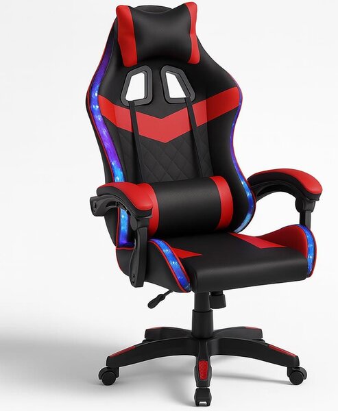 Sedia da gaming Shally Dogan con strisce LED RGB multicolore e rivestimento in ecopelle