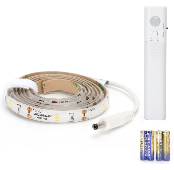Aigostar - Striscia LED dimmerabile con sensore 1m LED/2W/4xAAA 3000K IP65