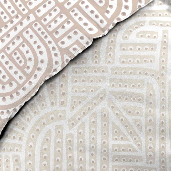 Set copripiumino e federa bianco/beige in percalle di cotone per letto matrimoniale ed esteso 240x220 cm Eliot – douceur d'intérieur