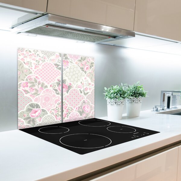 Tagliere in vetro temperato Rose e ornamenti 60x52 cm