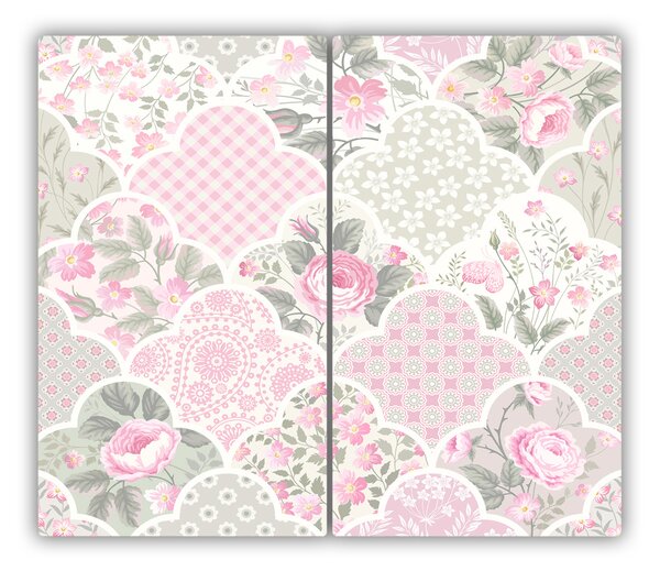 Tagliere in vetro temperato Rose e ornamenti 60x52 cm