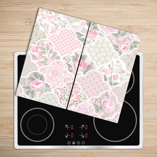 Tagliere in vetro temperato Rose e ornamenti 60x52 cm