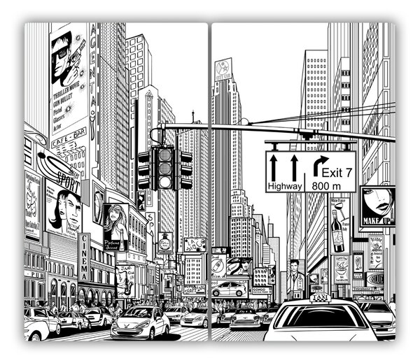 Tagliere in vetro Strade di New York 60x52 cm