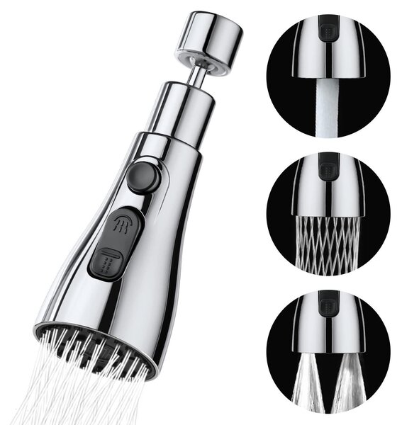Aeratore per rubinetto, 3 modalità, dispositivo multifunzione per il risparmio idrico, adatto per rubinetti da cucina e bagno