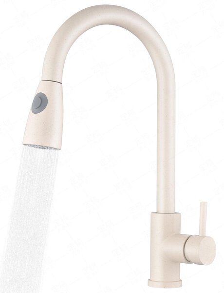 Rubinetto da cucina con beccuccio estraibile e 2 tipi di getto d'acqua, in acciaio inossidabile