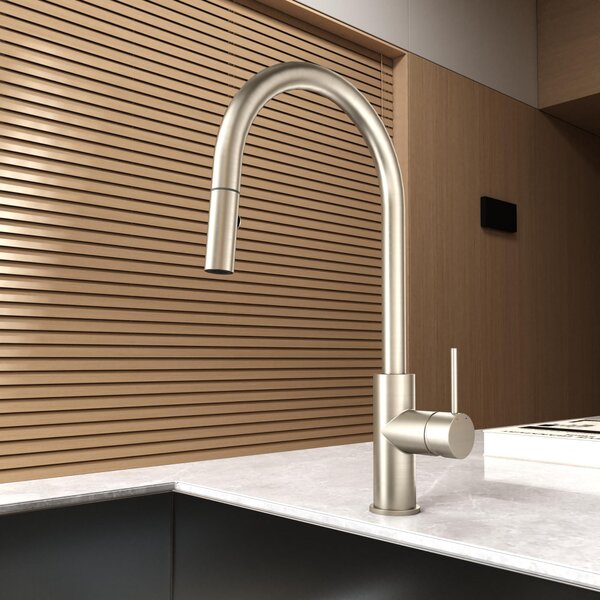 Rubinetto da cucina con doccetta estraibile, cromato, girevole a 360°, con 2 getti d'acqua