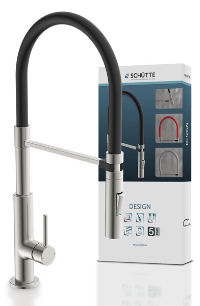 Miscelatore per lavello da cucina con tubo flessibile "Soft Touch" sostituibile e rubinetto girevole a 360 gradi