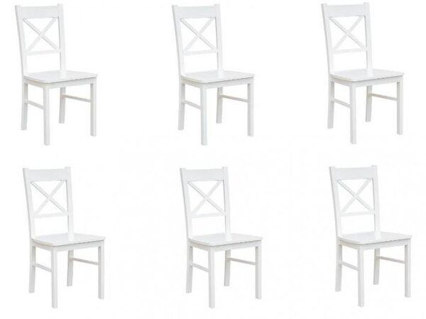 Set 6 sedie da tavolo bianche in faggio massello shabby chic