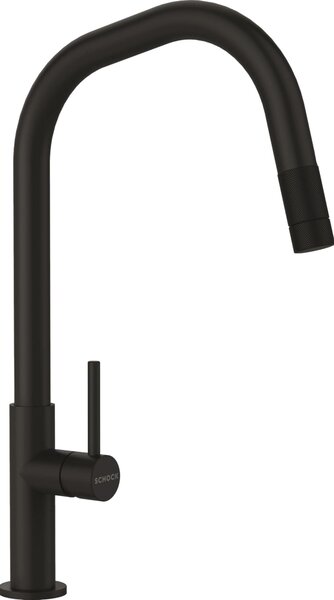 Rubinetto da cucina con doccetta estraibile, miscelatore monocomando nero dal design moderno, ideale per lavelli