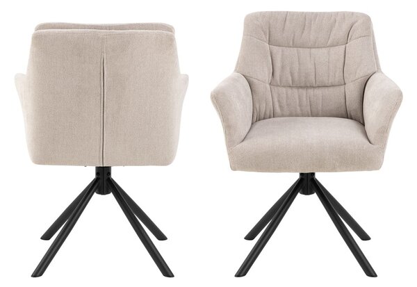 Sedia da pranzo beige in imbottito con braccioli Alonso – Actona