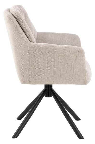 Sedia da pranzo beige in imbottito con braccioli Alonso – Actona