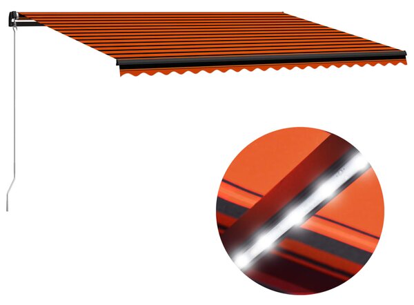 Tenda Sole Retrattile Manuale LED 500x300 cm Arancione Marrone