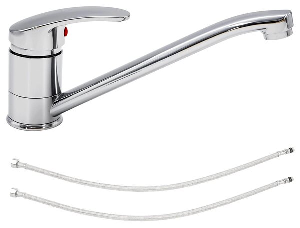 Rubinetto da cucina monocomando, cromo, miscelatore girevole a 360° per lavello