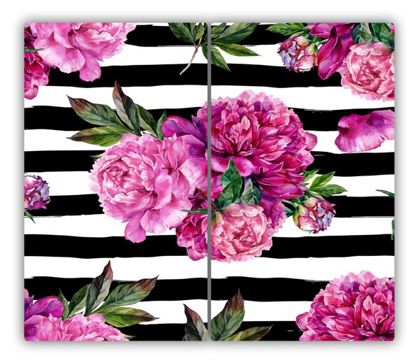 Tagliere in vetro Peonie rosa 60x52 cm