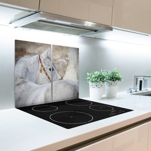 Tagliere in vetro temperato Cavallo arabo bianco 60x52 cm
