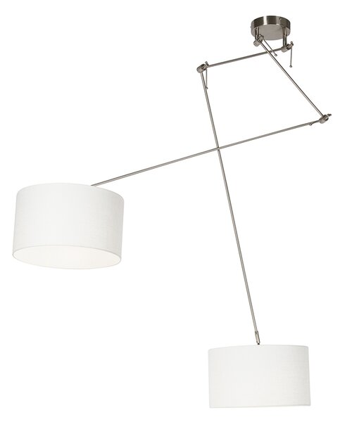 Lampada a sospensione intelligente in acciaio con paralume 35 cm bianco incl. 2 Wifi A60 - Blitz