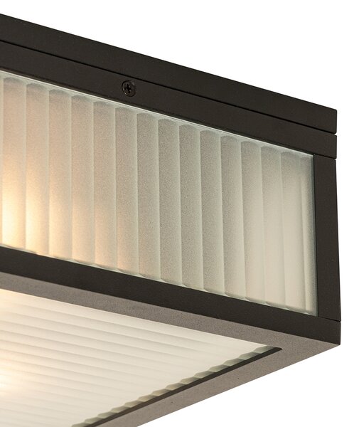 Plafoniera da esterno smart nera con vetro scanalato con WiFi A60 - Charlois