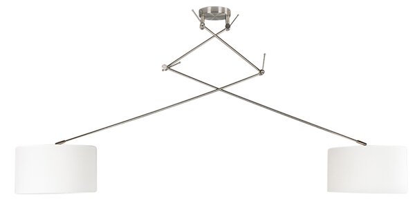 Lampada a sospensione intelligente in acciaio con paralume 35 cm bianco incl. 2 Wifi A60 - Blitz