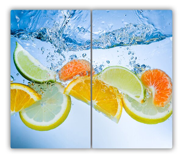 Tagliere in vetro Citrus sott'acqua 60x52 cm