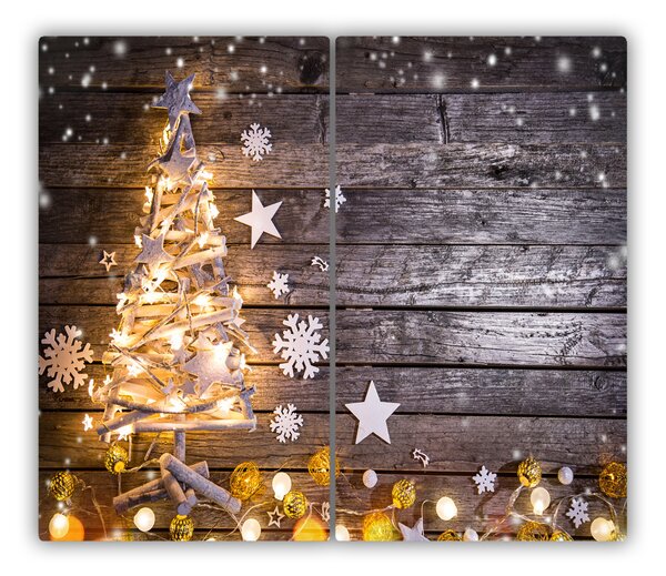 Tagliere in vetro Albero di Natale illuminato 60x52 cm