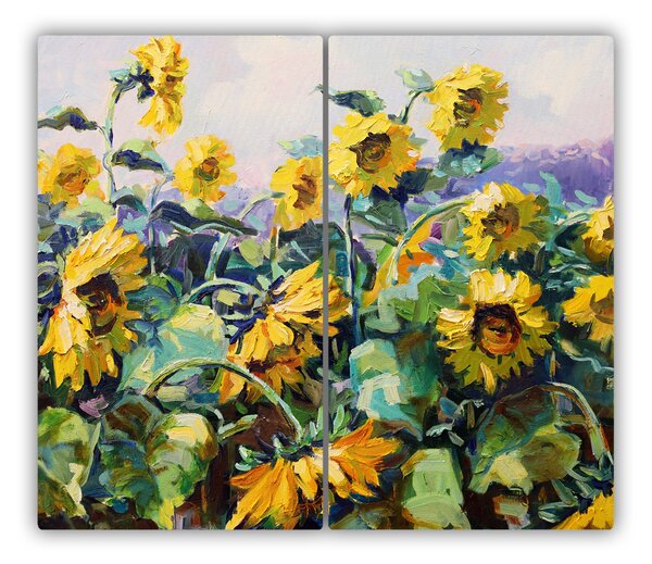 Tagliere in vetro Girasoli 60x52 cm