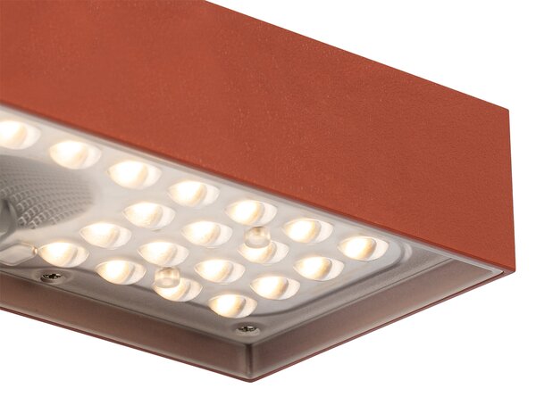 Lampada da parete per esterni rossa con luce dimmerabile e sensore solare - Kayo