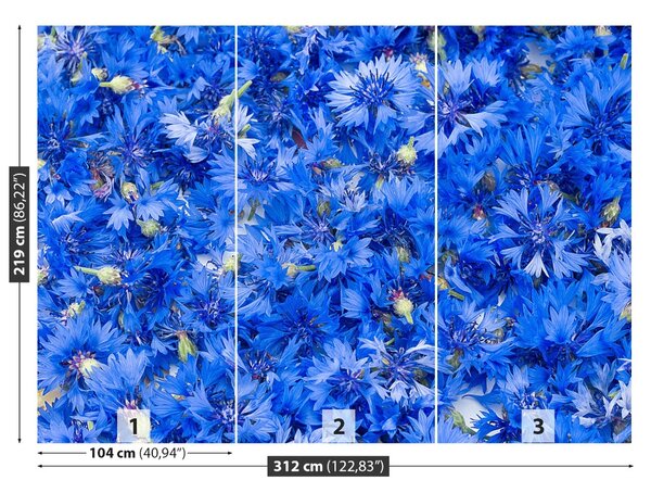 Carta da parati Flusso di mais blu 104x70 cm